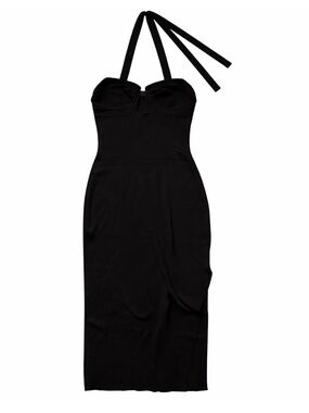 Adika Classic Black Halter Midi Dress - Elegant Evening Wear